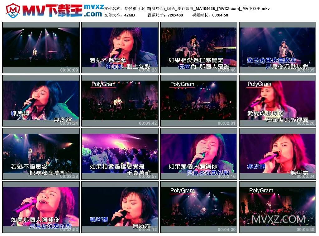 蔡健雅-无所谓(演唱会)_国语_流行歌曲_MA104638